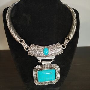 Silver and Turquoise Statement Necklace